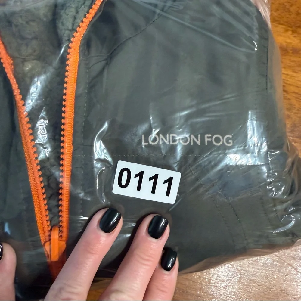 London Fog green Jacket Orange Trim reversible camo fleece size small 4 - Picture 13 of 13